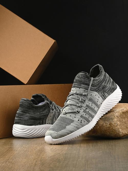 men grey melange lace up sport shoe - 21853610 - Very Small Image - 1