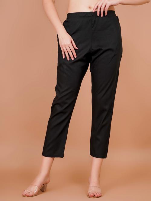 women solid mid rise cropped pant - 21853652 - Very Small Image - 1