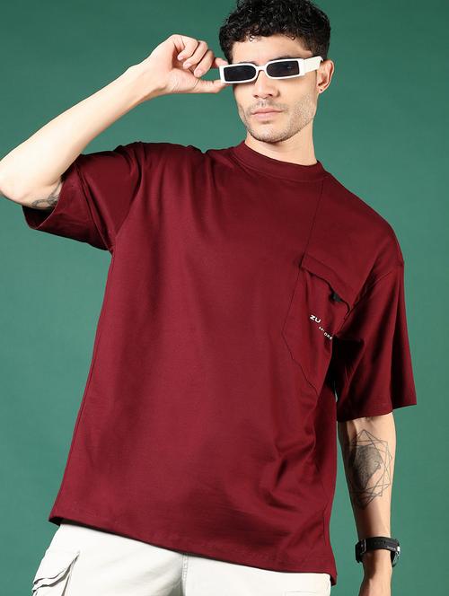 men maroon typographic short sleeve regular fit t-shirt - 21853845 - Very Small Image - 1