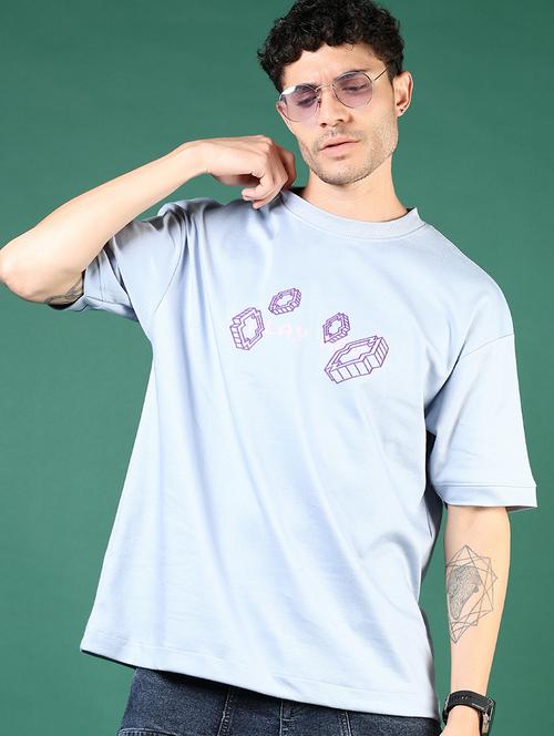 men light blue printed short sleeve regular fit t-shirt - 21853851 - Very Small Image - 1