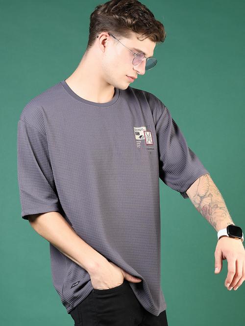 men grey solid short sleeve regular fit t-shirt - 21853871 - Very Small Image - 1