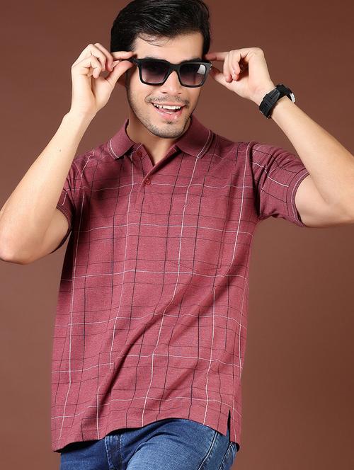 men checkered short sleeve regular fit polo t-shirt - 21854000 - Very Small Image - 1