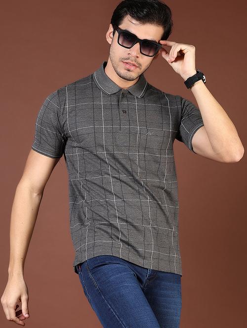 men checkered short sleeve regular fit polo t-shirt - 21854001 - Very Small Image - 1