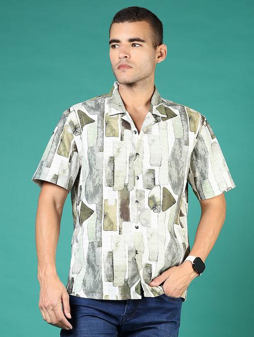 men printed short sleeve regular fit casual shirt - 21854284 - Very Small Image - 1