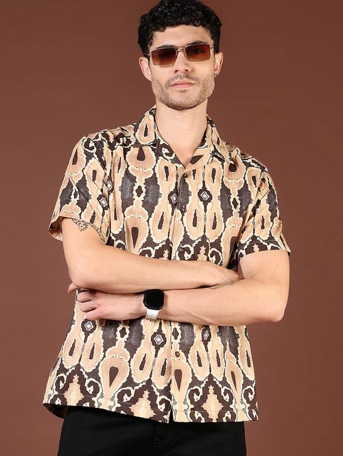 men printed cuban collared short sleeve shirt - 21854310 - Very Small Image - 1
