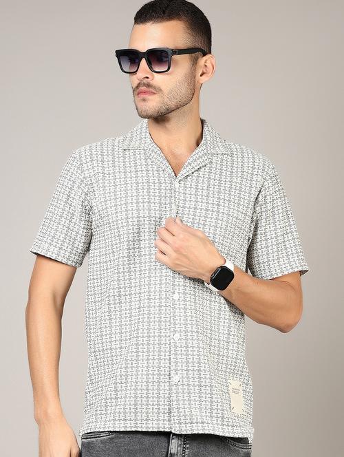 men self design short sleeve regular fit casual shirt - 21854311 - Very Small Image - 1