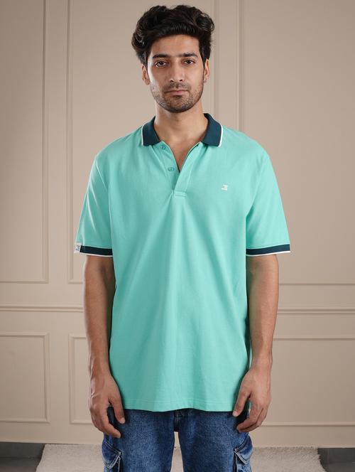 men light blue solid short sleeve regular fit polo t-shirt - 21854332 - Very Small Image - 1