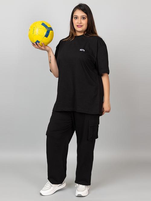 women solid t-shirt and trouser co-ord set - 21854368 - Very Small Image - 1