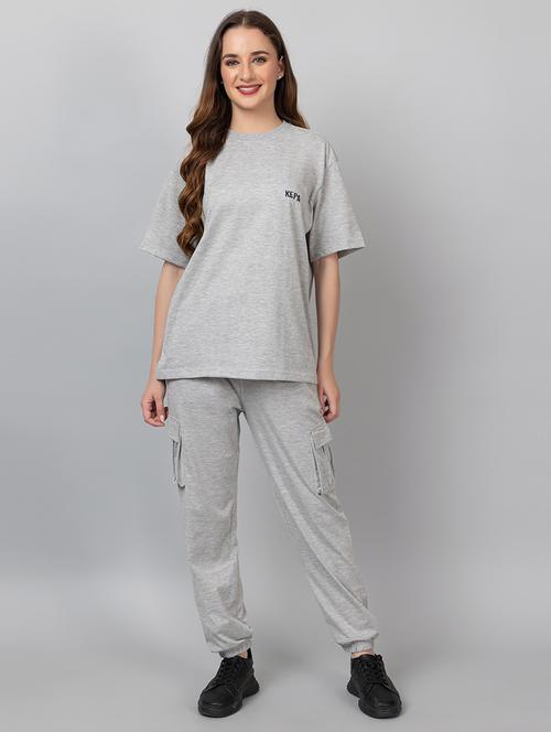 women solid t-shirt and jogger co-ord set - 21854375 - Very Small Image - 1