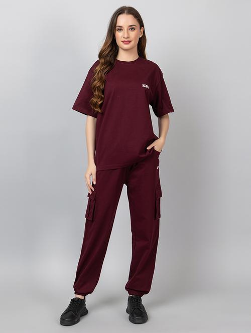 women solid t-shirt and jogger co-ord set - 21854377 - Very Small Image - 1
