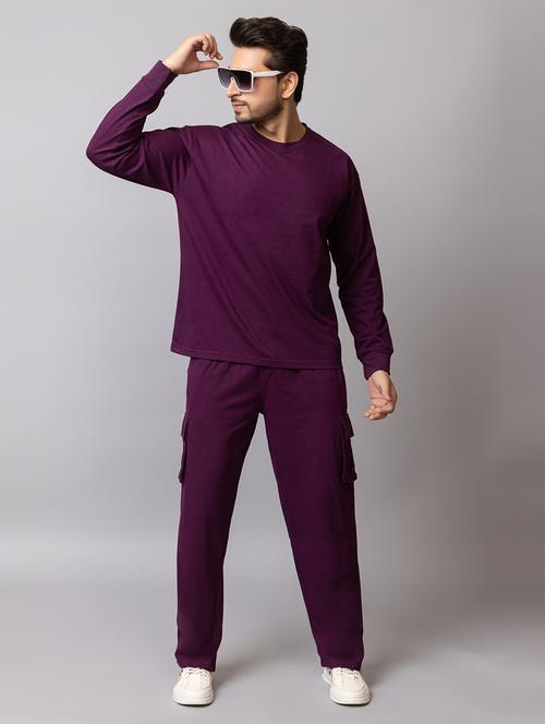 men solid full sleeve regular fit co-ord set - 21854383 - Very Small Image - 1