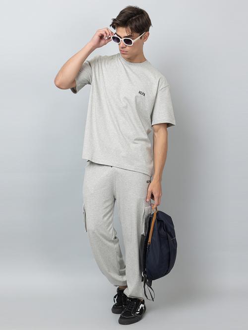 men solid short sleeve regular fit co-ord set - 21854397 - Very Small Image - 1