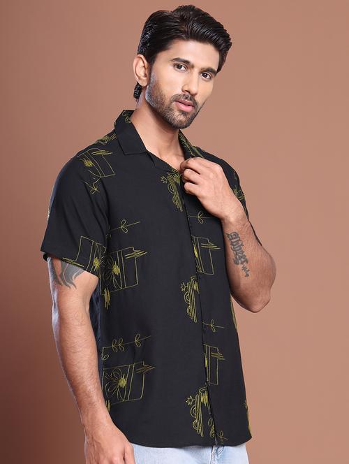 men embroidered short sleeve regular fit casual shirt - 21854412 - Very Small Image - 1