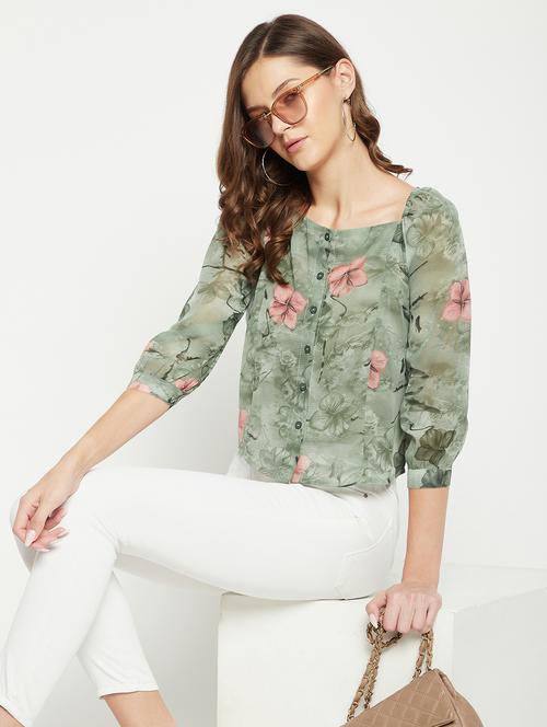 women floral printed puff sleeves top - 21854443 - Very Small Image - 1