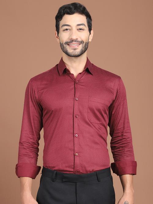 men polka dot long sleeve slim fit formal shirt - 21854514 - Very Small Image - 1