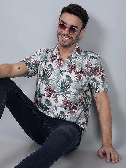men floral short sleeve regular fit casual shirt - 21854610 - Very Small Image - 1