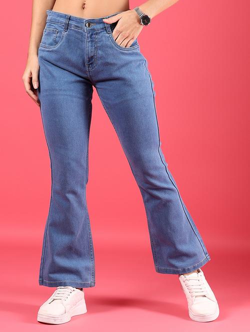 Women Blue Solid Mid Rise Bootcut Jeans - 21862427 - Very Small Image - 1