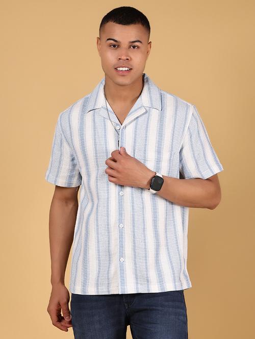 men striped short sleeve regular fit casual shirt - 21863114 - Very Small Image - 1