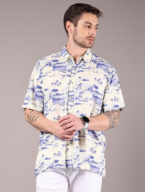 men printed collaerd short sleeve casual shirt - 21863115 - Very Small Image - 1