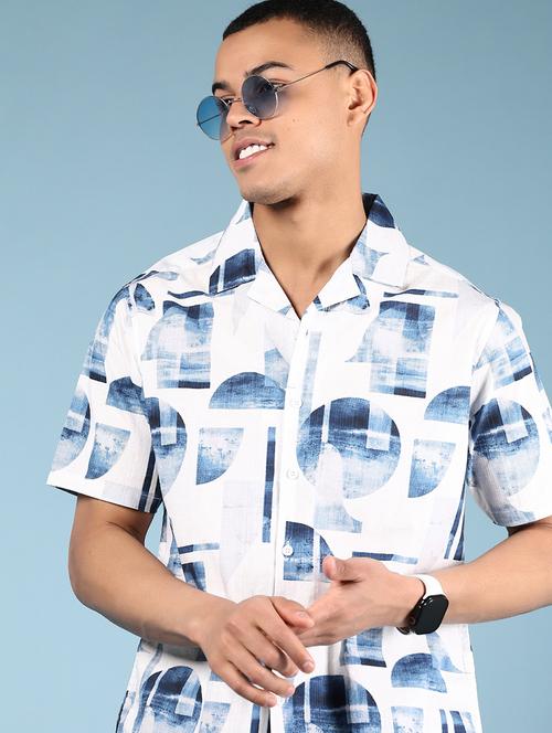 men printed short sleeve regular fit casual shirt - 21863119 - Very Small Image - 1