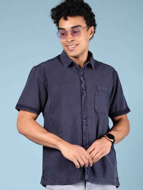 men solid short sleeve regular fit casual shirt - 21863124 - Very Small Image - 1