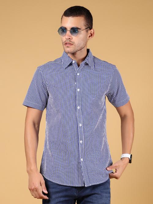 men striped short sleeve regular fit casual shirt - 21863127 - Very Small Image - 1