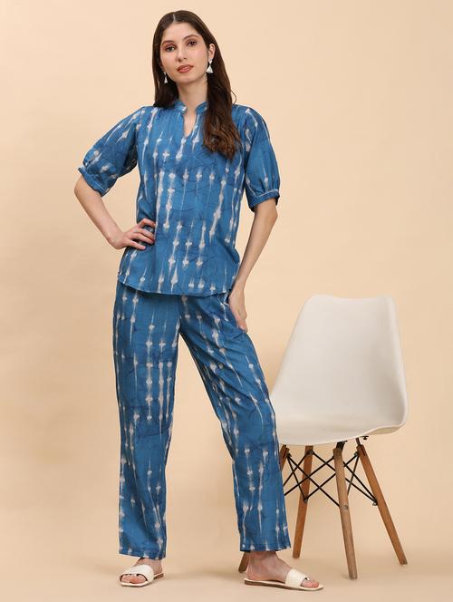 women shibori printed top and trouser co-ord set - 21863899 - Very Small Image - 1