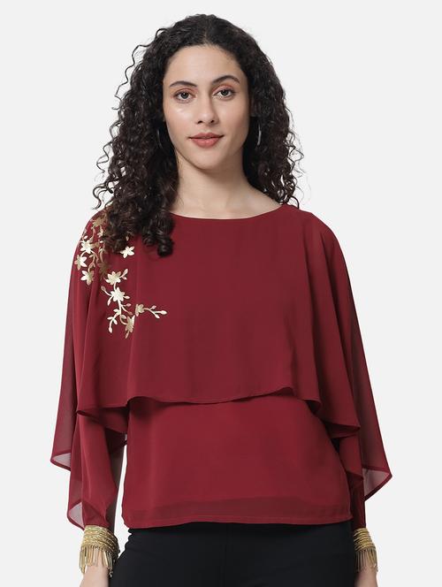 women printed cape sleeves regular top - 21863984 - Very Small Image - 1