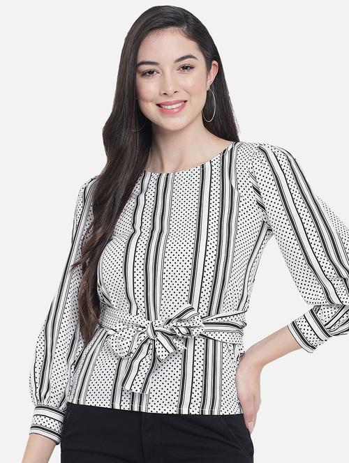 women printed puff sleeves tie up detilaed regular top - 21864020 - Very Small Image - 1