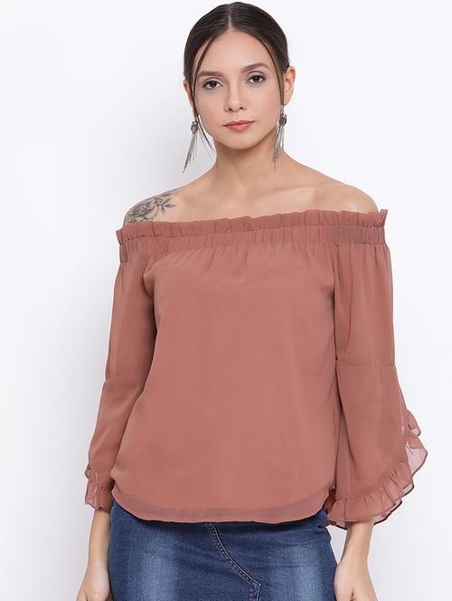women solid off shoulder regular top - 21864024 - Very Small Image - 1