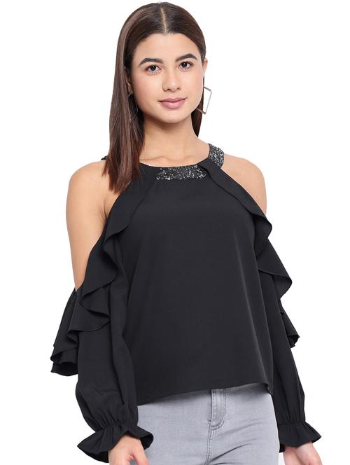 women solid cold shoulder regular top - 21864025 - Very Small Image - 1
