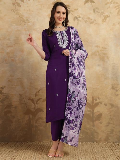 women three quarter sleeve kurta pant with dupatta set - 21866080 - Very Small Image - 1