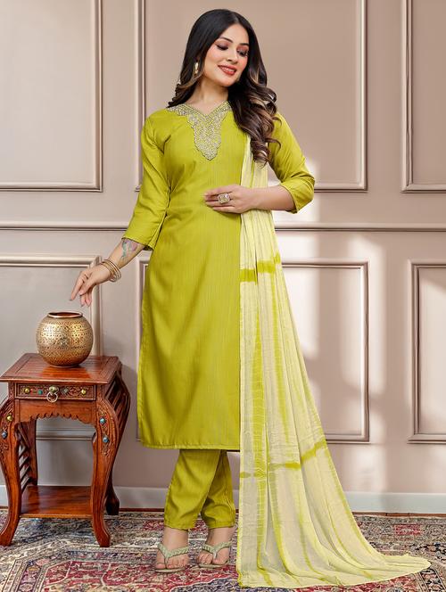women three quarter sleeve kurta pant with dupatta set - 21866094 - Very Small Image - 1