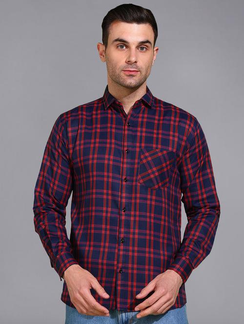 men checked long sleeve regular fit casual shirt  - 21866511 - Very Small Image - 1