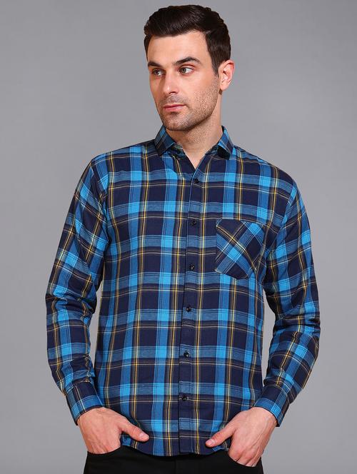 men checked long sleeve regular fit casual shirt  - 21866526 - Very Small Image - 1