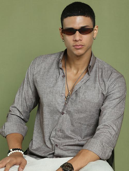 men solid long sleeve regular fit casual shirt  - 21866595 - Very Small Image - 1