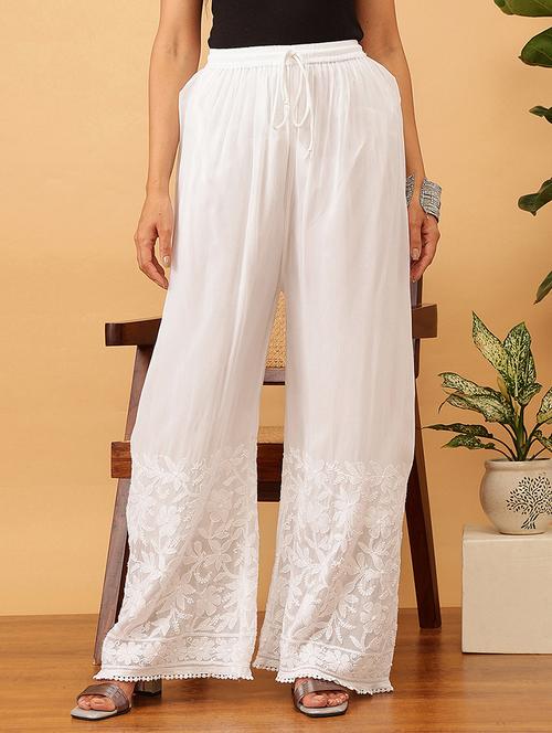 women chikankari mid rise flared palazzo - 21866620 - Very Small Image - 1