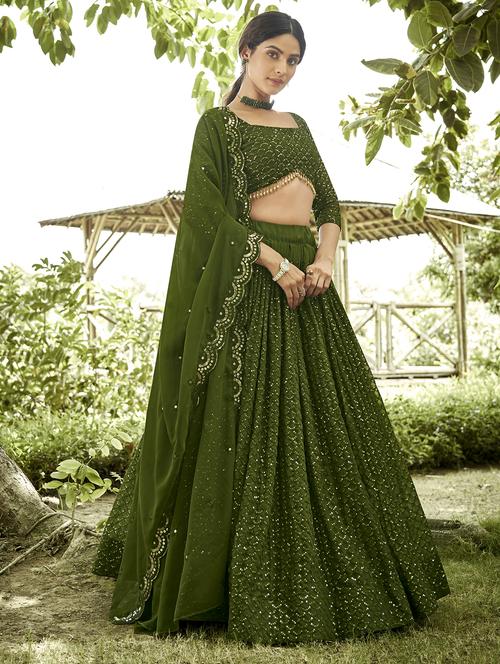 women flared semi stitched lehenga choli with dupatta set - 21867336 - Very Small Image - 1