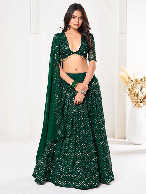 women flared semi stitched lehenga choli with dupatta set - 21867342 - Very Small Image - 1