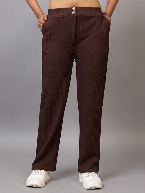 women solid mid rise straight trouser - 21869854 - Very Small Image - 1