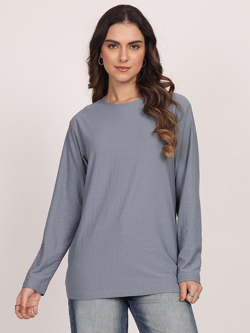 grey cotton blend boxy tshirt - 21870905 - Very Small Image - 1