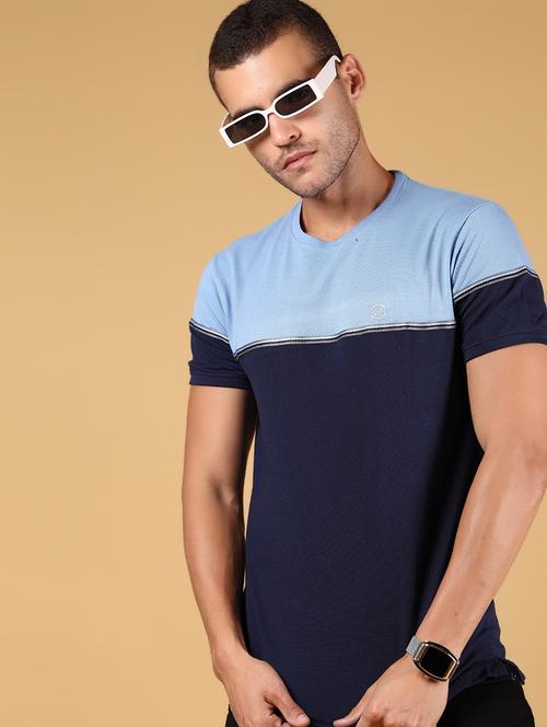 Men Color Blocked Short Sleeves Regular Fit T-shirt - 21871005 - Very Small Image - 1