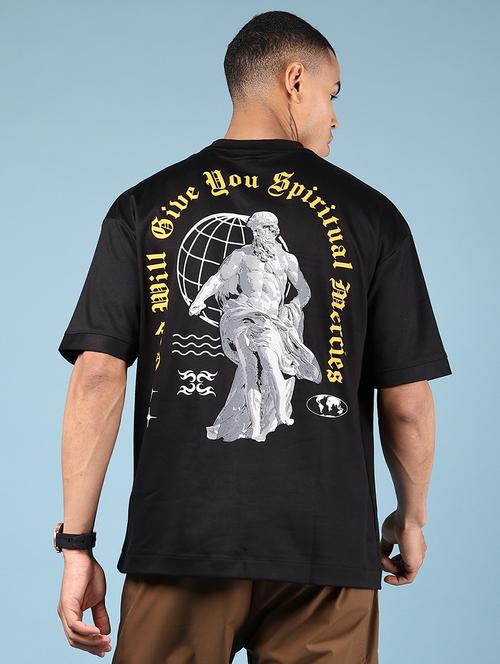 men front & back print round neck oversized t-shirt - 21872151 - Very Small Image - 1