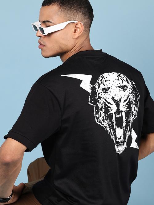 men front & back print round neck oversized t-shirt - 21872152 - Very Small Image - 1