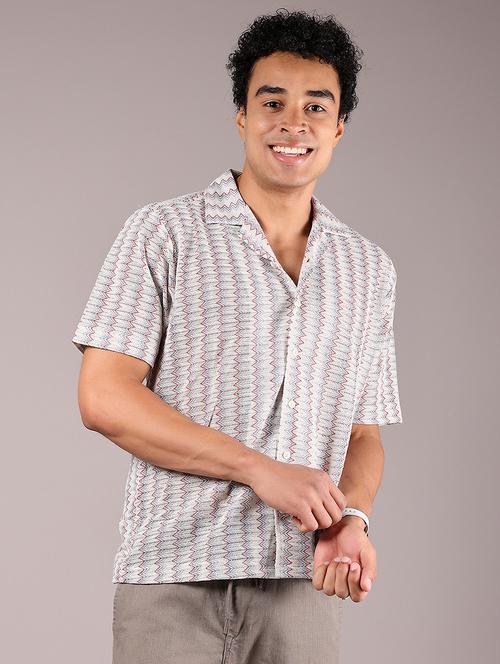 men textured cuban collar casual shirt - 21872786 - Very Small Image - 1