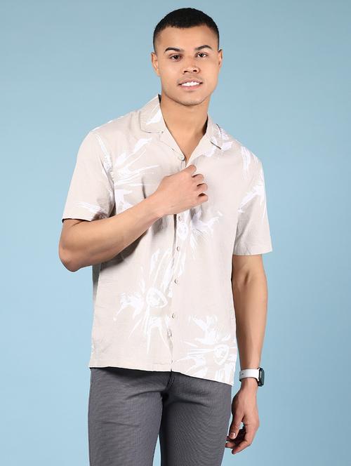 men printed short sleeve loose fit casual shirt - 21873012 - Very Small Image - 1