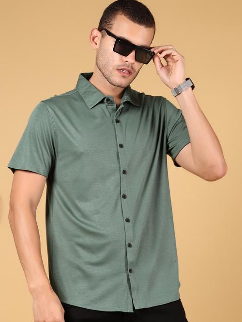 men solid short sleeve regular fit casual shirt - 21873020 - Very Small Image - 1