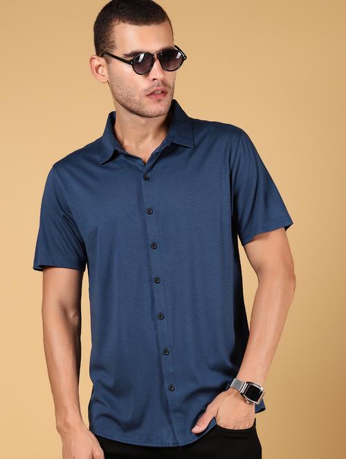 men solid short sleeve regular fit casual shirt - 21873021 - Very Small Image - 1
