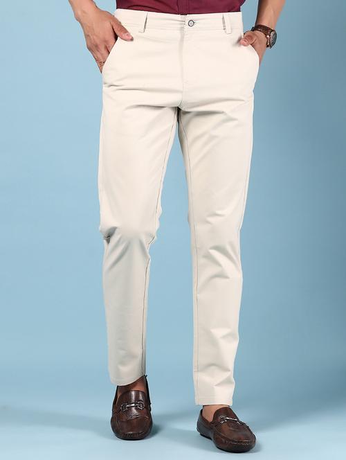 Men Solid Md Rise Casual Chinos - 21873364 - Very Small Image - 1