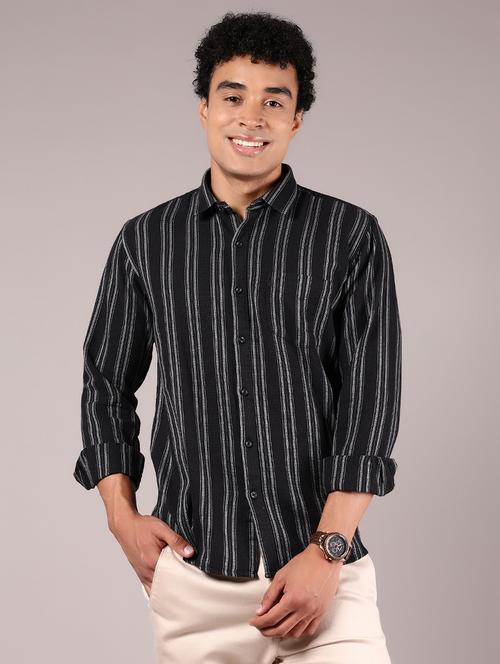 men striped long sleeve regular fit casual shirt - 21873382 - Very Small Image - 1